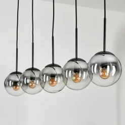 hofstein Suspension - Verre 15 cm Gastor Clair, Fumé, 5 lumières