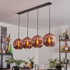 hofstein Suspension - Verre 30 cm Koyoto Cuivré, 4 lumières