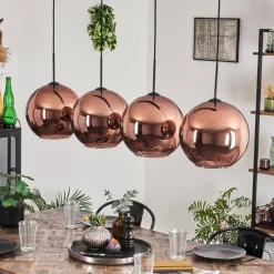 hofstein Suspension - Verre 30 cm Koyoto Cuivré, 4 lumières