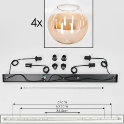 hofstein Suspension - Verre 30 cm Koyoto Ambre, Clair, 4 lumières