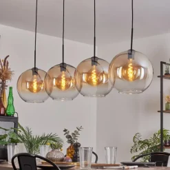 hofstein Suspension - Verre 30 cm Koyoto Ambre, Clair, 4 lumières