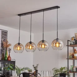 hofstein Suspension - Verre 25 cm Koyoto Ambre, Clair, 4 lumières