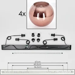 hofstein Suspension - Verre 25 cm Koyoto Cuivré, 4 lumières
