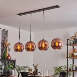 hofstein Suspension - Verre 25 cm Koyoto Cuivré, 4 lumières