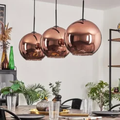 hofstein Suspension - Verre 30 cm Koyoto Cuivré, 3 lumières