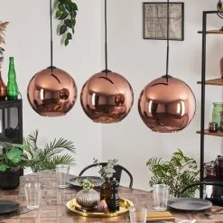 hofstein Suspension - Verre 30 cm Koyoto Cuivré, 3 lumières