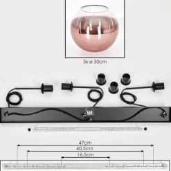 hofstein Suspension - Verre 30 cm Koyotot Clair, Cuivré, 3 lumières