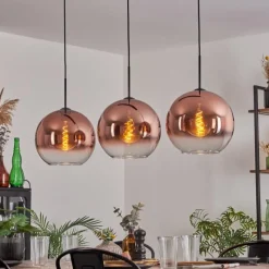 hofstein Suspension - Verre 30 cm Koyotot Clair, Cuivré, 3 lumières