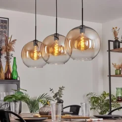 hofstein Suspension - Verre 30 cm Koyotot Ambre, Clair, 3 lumières