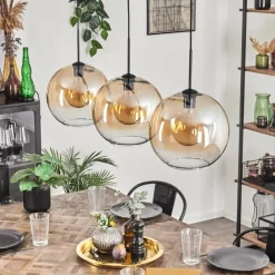 hofstein Suspension - Verre 30 cm Koyotot Ambre, Clair, 3 lumières