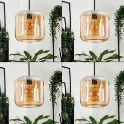 hofstein Suspension - Verre 25 cm Lauden Ambre, 3 lumières