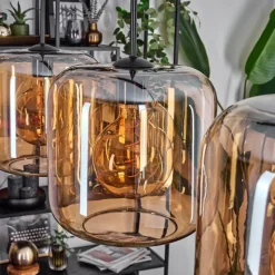 hofstein Suspension - Verre 25 cm Lauden Ambre, 3 lumières