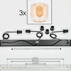 hofstein Suspension - Verre 25 cm Lauden Ambre, 3 lumières