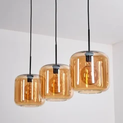 hofstein Suspension - Verre 25 cm Lauden Ambre, 3 lumières