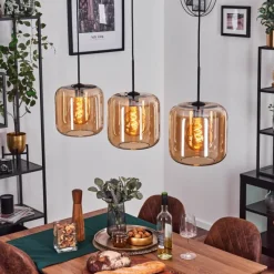 hofstein Suspension - Verre 25 cm Lauden Ambre, 3 lumières