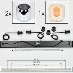 hofstein Suspension - Verre 25 cm Lauden Ambre, Chrome, 3 lumières