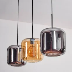 hofstein Suspension - Verre 25 cm Lauden Ambre, Chrome, 3 lumières