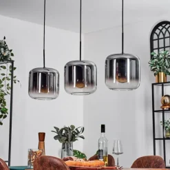 hofstein Suspension - Verre 25 cm Lauden Chrome, Clair, 3 lumières