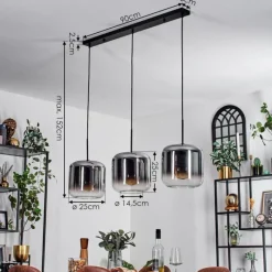 hofstein Suspension - Verre 25 cm Lauden Chrome, Clair, 3 lumières