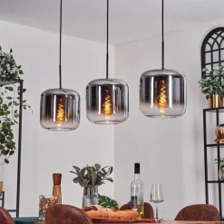 hofstein Suspension - Verre 25 cm Lauden Chrome, Clair, 3 lumières