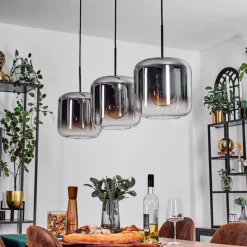 hofstein Suspension - Verre 25 cm Lauden Chrome, Clair, 3 lumières