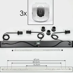 hofstein Suspension - Verre 25 cm Lauden Clair, Fumé, 3 lumières
