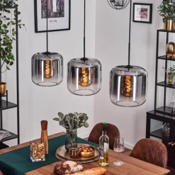 hofstein Suspension - Verre 25 cm Lauden Clair, Fumé, 3 lumières