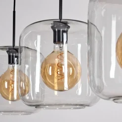 hofstein Suspension - Verre 25 cm Lauden Noir, 3 lumières