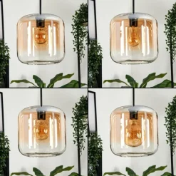 hofstein Suspension - Verre 25 cm Lauden Ambre, Clair, 3 lumières