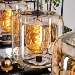 hofstein Suspension - Verre 25 cm Lauden Ambre, Clair, 3 lumières