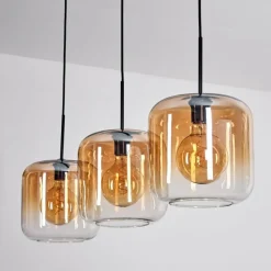 hofstein Suspension - Verre 25 cm Lauden Ambre, Clair, 3 lumières