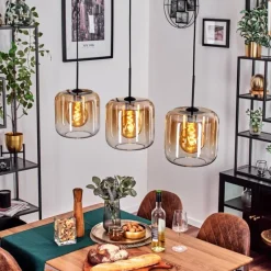 hofstein Suspension - Verre 25 cm Lauden Ambre, Clair, 3 lumières