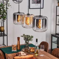 hofstein Suspension - Verre 25 cm Lauden Ambre, Clair, Fumé, 3 lumières