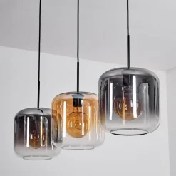 hofstein Suspension - Verre 25 cm Lauden Ambre, Clair, Fumé, 3 lumières