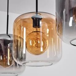 hofstein Suspension - Verre 25 cm Lauden Ambre, Clair, Fumé, 3 lumières