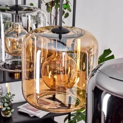 hofstein Suspension - Verre 25 cm Lauden Ambre, Chrome, Clair, 3 lumières