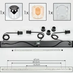 hofstein Suspension - Verre 25 cm Lauden Ambre, Chrome, Clair, 3 lumières