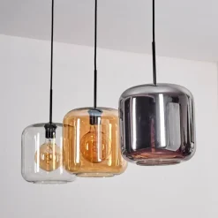 hofstein Suspension - Verre 25 cm Lauden Ambre, Chrome, Clair, 3 lumières