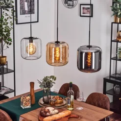 hofstein Suspension - Verre 25 cm Lauden Ambre, Chrome, Clair, 3 lumières