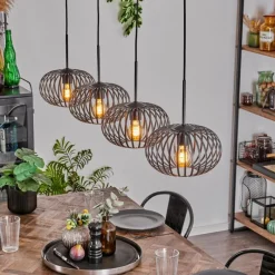 hofstein Suspension - Verre 25 cm Oravi Noir, 4 lumières