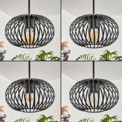 hofstein Suspension - Verre 25 cm Oravi Noir, 4 lumières