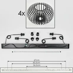 hofstein Suspension - Verre 25 cm Oravi Noir, 4 lumières