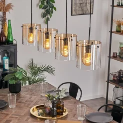 hofstein Suspension - Verre 20 cm Parane Ambre, Clair, 4 lumières