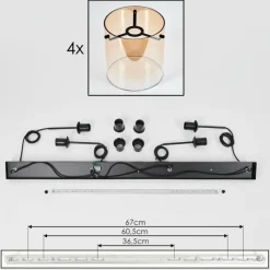 hofstein Suspension - Verre 20 cm Parane Ambre, Clair, 4 lumières