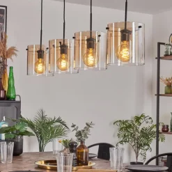 hofstein Suspension - Verre 20 cm Parane Ambre, Clair, 4 lumières