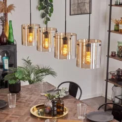 hofstein Suspension - Verre 20 cm Parane Ambre, 4 lumières