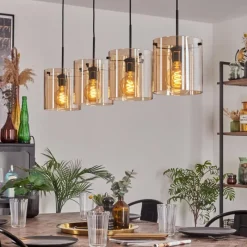 hofstein Suspension - Verre 20 cm Parane Ambre, 4 lumières