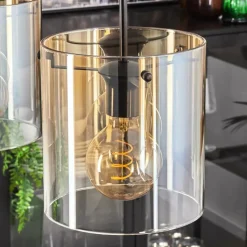 hofstein Suspension - Verre 20 cm Parane Ambre, Clair, 3 lumières