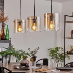 hofstein Suspension - Verre 20 cm Parane Ambre, Clair, 3 lumières