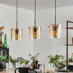 hofstein Suspension - Verre 20 cm Parane Ambre, Clair, 3 lumières